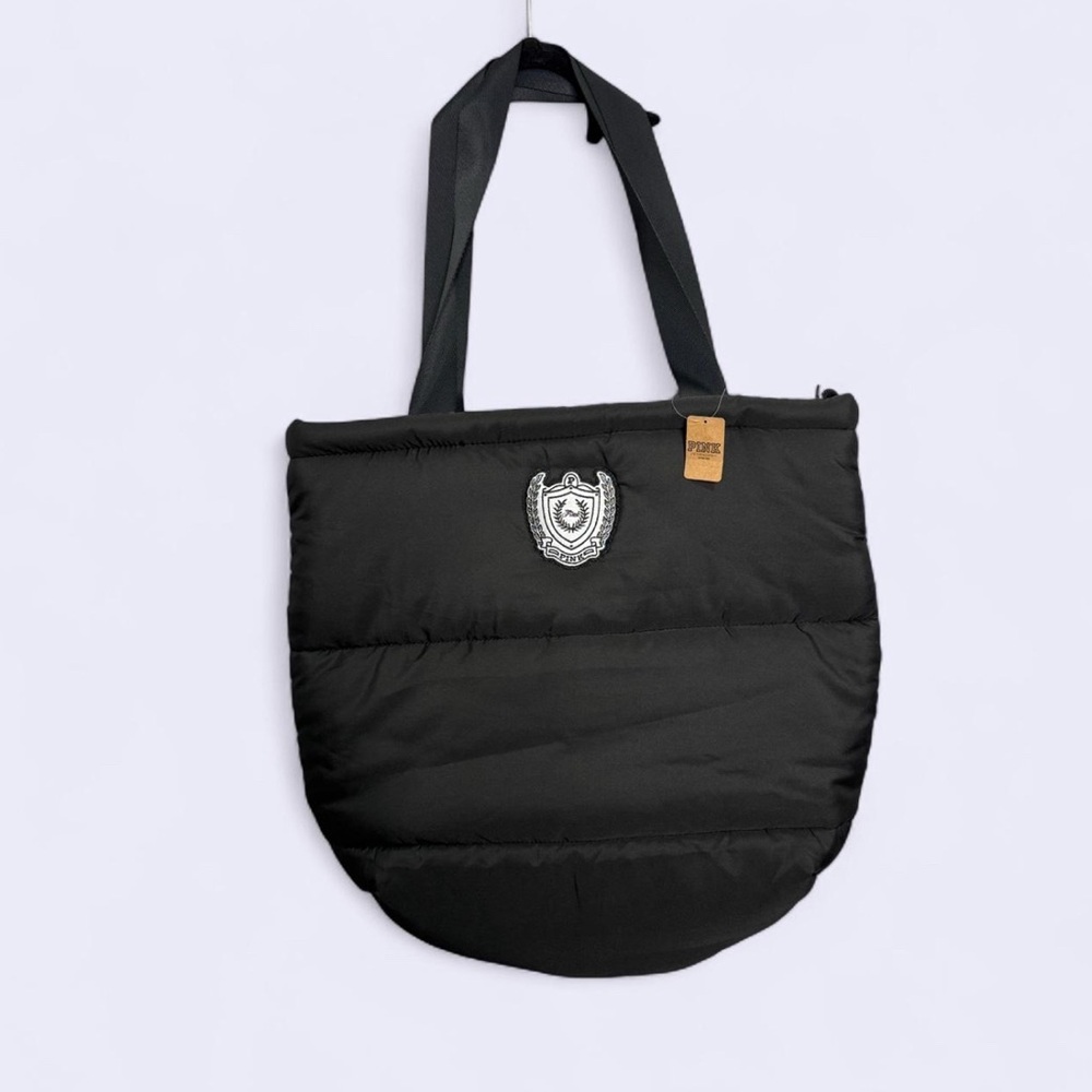 VS PINK Black‎ Quilted Puffer Tote Bag Gym Travel Y2K Athleisure Street Style